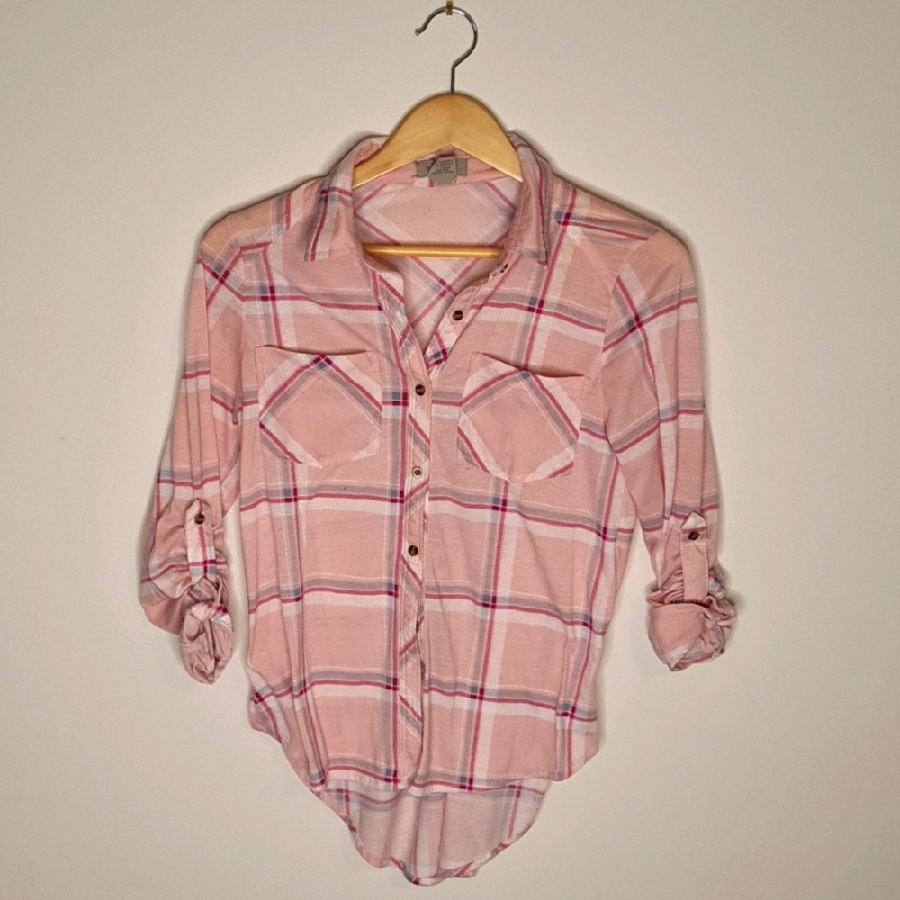 Pink oversized plad shirt